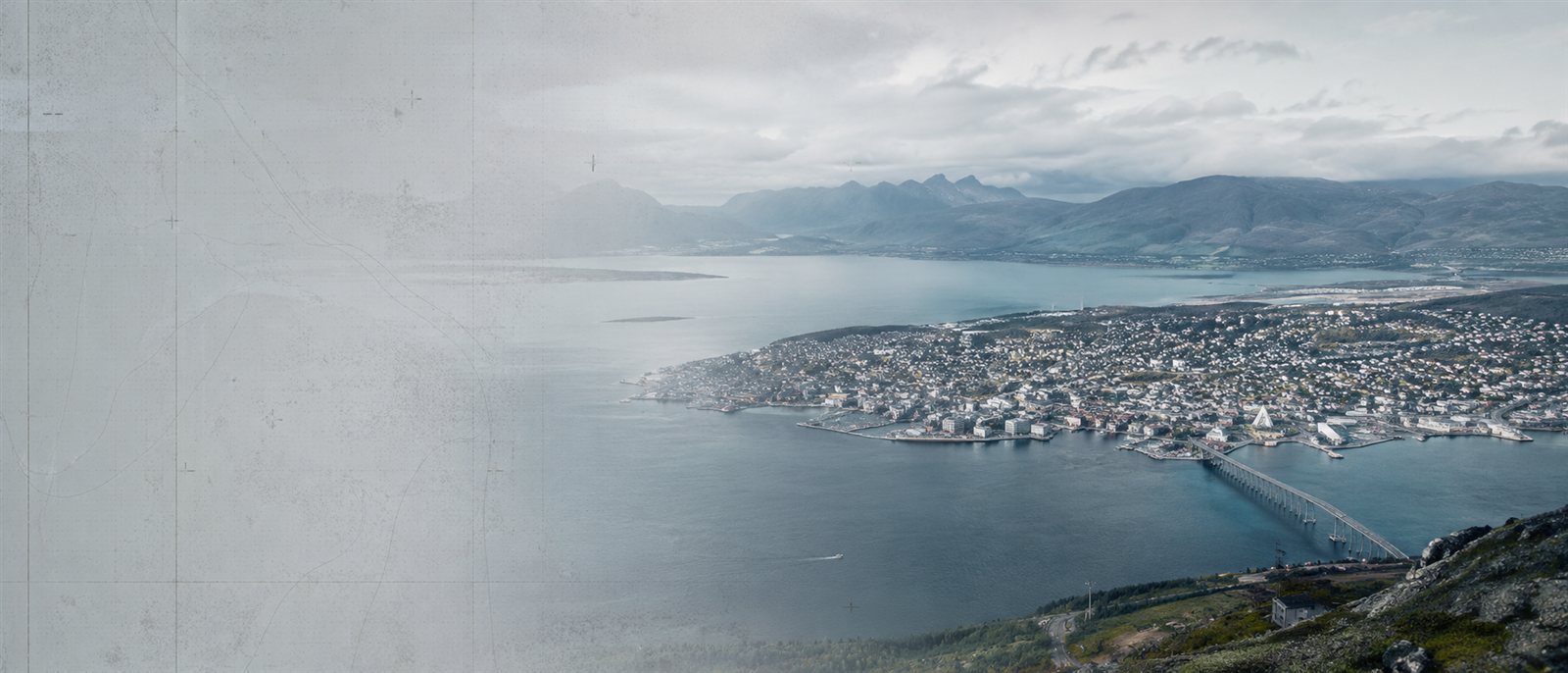 Tromsø als arktische Stadt mit Sund und Brückenlinien